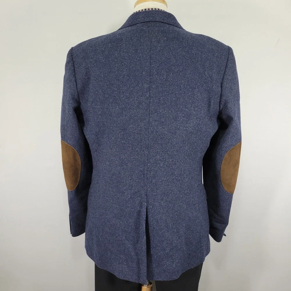 J.Crew‎ Men's Tweed Sport Coat Blazer Two Button Twill Navy Wool Blend 44R